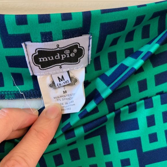 Mud Pie Medium Green and Blue Leggings - Picture 4 of 5